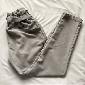 Grey Tie Front Trousers